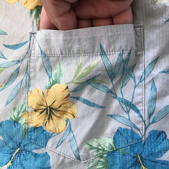 Cooke Street Hawaiian Shirt Men XL Blue Floral Button Up Pocket Short Sleeve - Picture 11 of 12